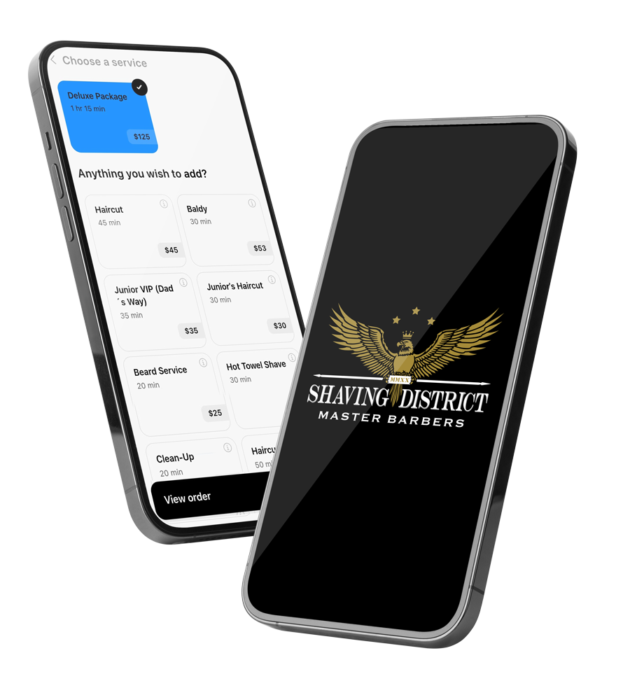 Shaving District app on a phone