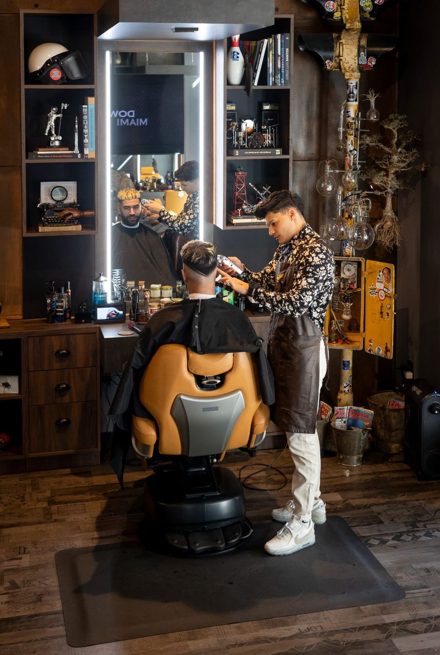 Barber working at the chair
